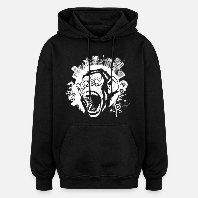 Singe blanc urbain - Sweat à capuche oversize unisexe - noir