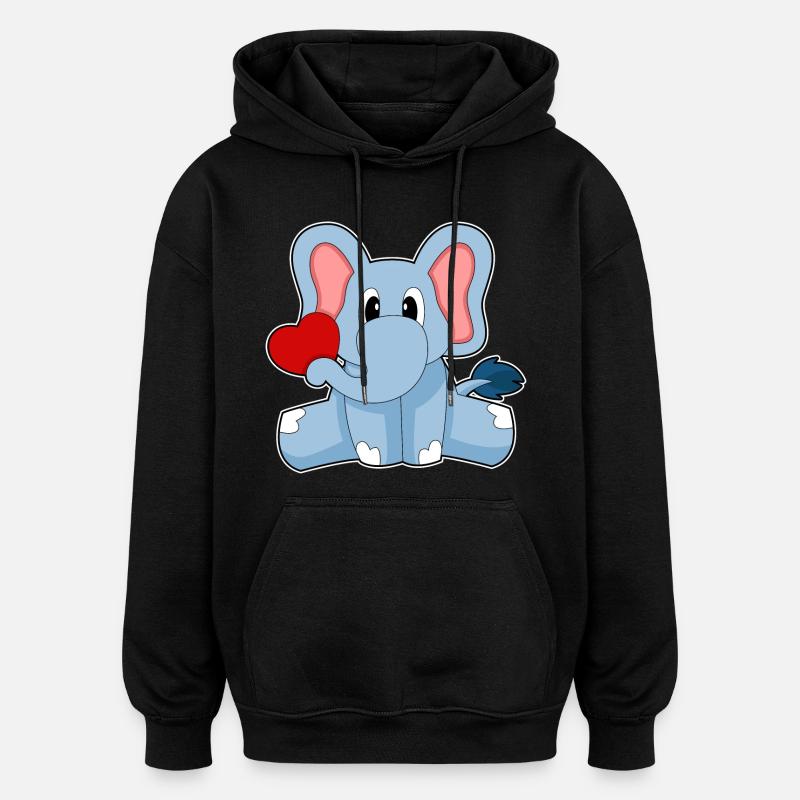 Elefant Herz - Oversized Unisex Hoodie - Schwarz
