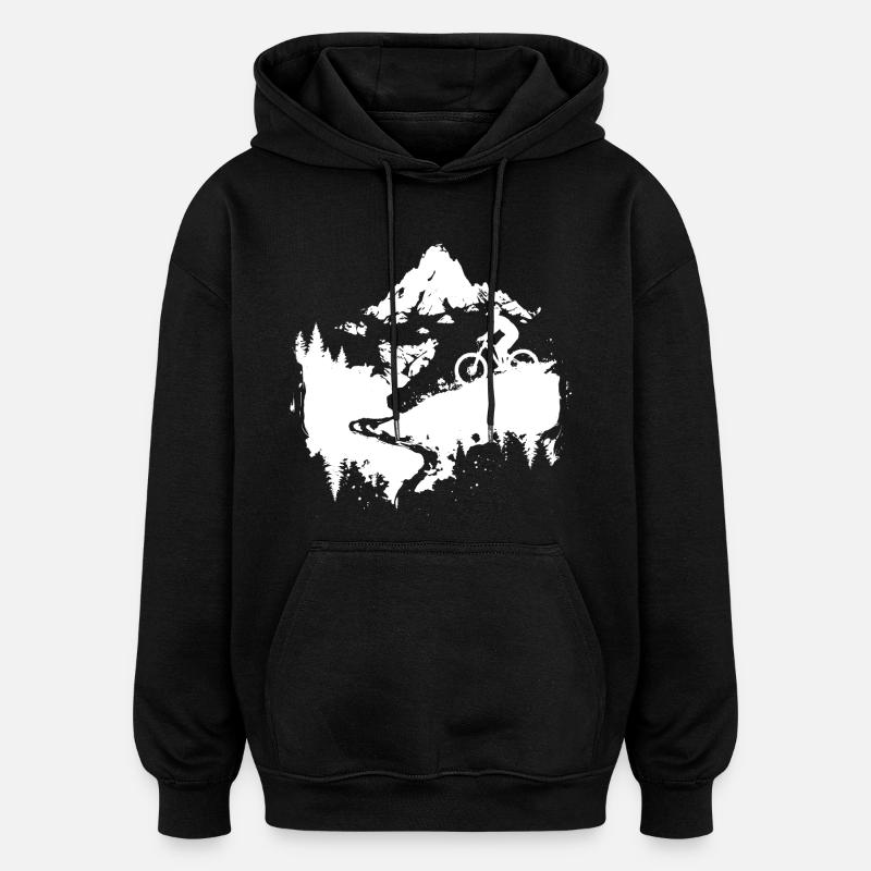 Croquis de VTT - Sweat à capuche oversize unisexe - noir