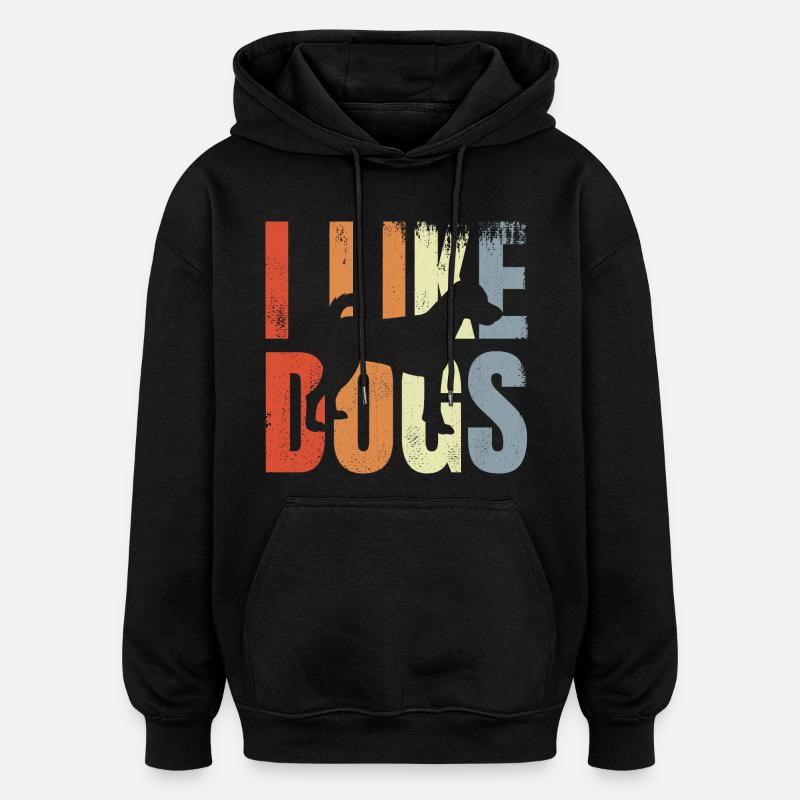 J’aime les chiens - Sweat à capuche oversize unisexe - noir