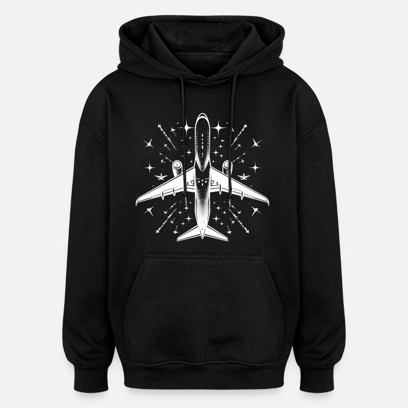 avion - Sweat à capuche oversize unisexe - noir