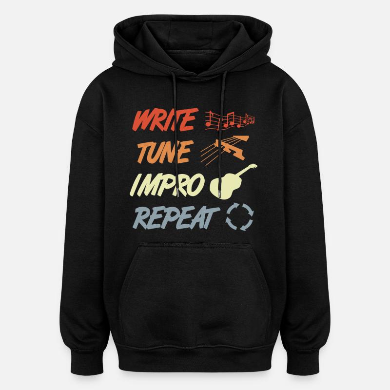 Routine de guitariste drôle - Sweat à capuche oversize unisexe - noir