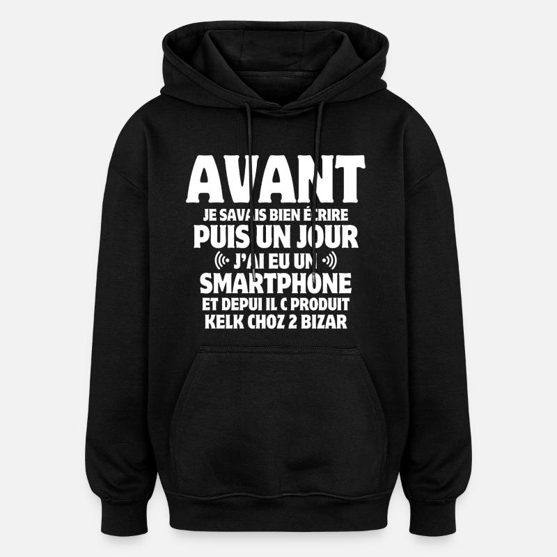 téléphone, sms, téléphone portable - Sweat à capuche oversize unisexe - noir