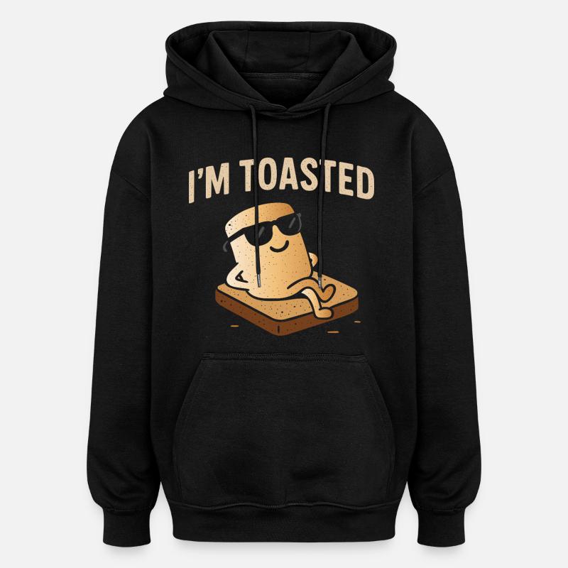 Relaxed Marshmallow - I'm Toasted - Oversized Unisex Hoodie - black