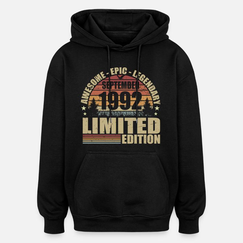 1992 septembre 1992 Anniversaire septembre 1992 - Sweat à capuche oversize unisexe - noir