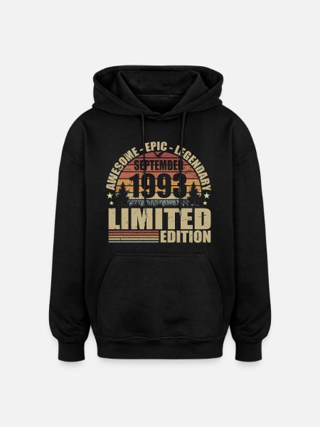 1993 September 1993 Birthday September 1993 - Oversized Unisex Hoodie - black