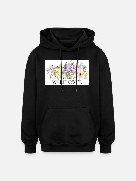 Blumenwiese Aquarell-Design - Oversized Unisex Hoodie - Schwarz