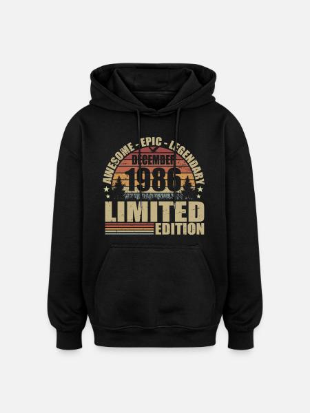Décembre 1986 - Édition Limitée Décembre 1986 - Sweat à capuche oversize unisexe - noir