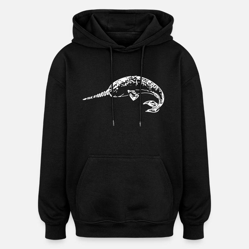 Narwal - Oversized Unisex Hoodie - Schwarz