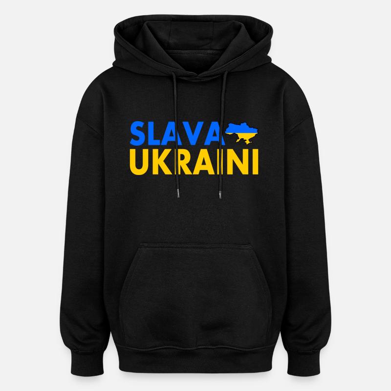 Slava ukraini - Sweat à capuche oversize unisexe - noir