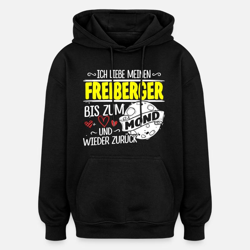 FREIBERGER - Mond - Oversized Unisex Hoodie - Schwarz