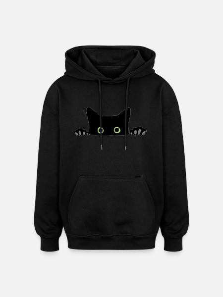 cat - Oversized Unisex Hoodie - black