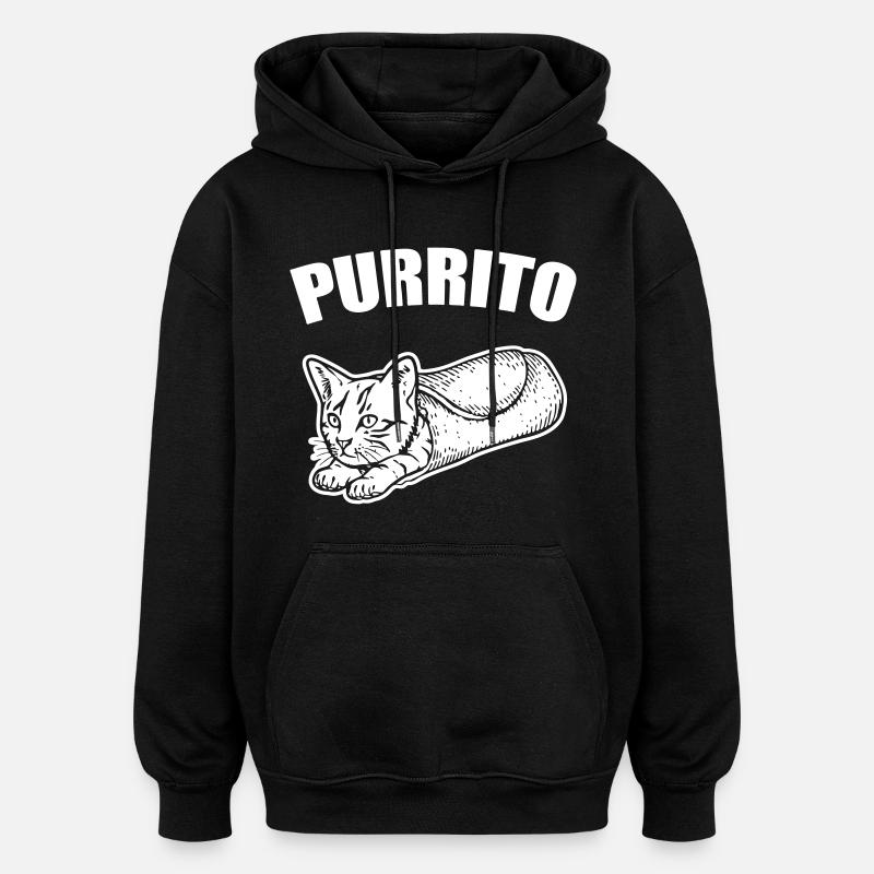 Purrito - Sweat à capuche oversize unisexe - noir