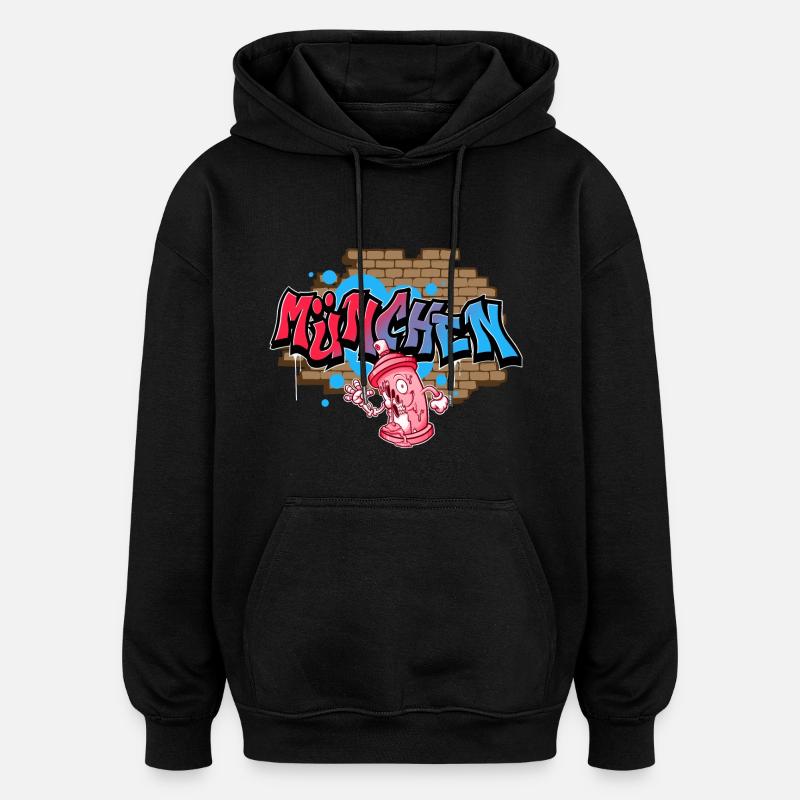 München Graffiti - Oversized Unisex Hoodie - Schwarz