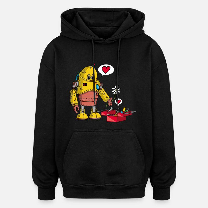 Verliebter Roboter - Oversized Unisex Hoodie - Schwarz