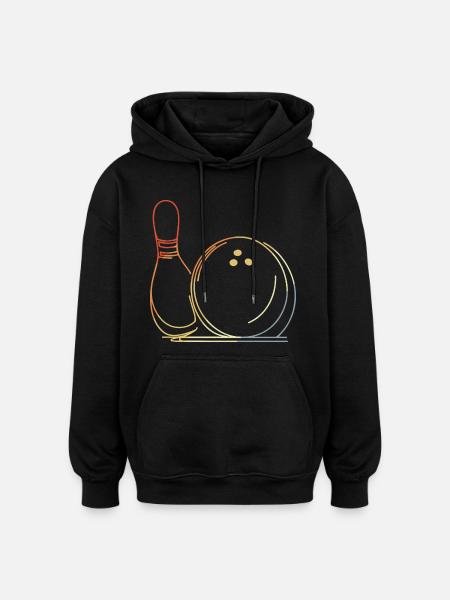 Bowling Ball and Pin Sketch - Oversized Unisex Hoodie - black