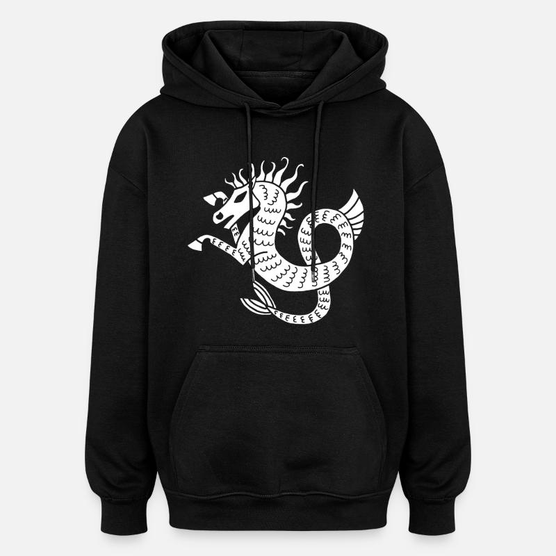 Cheval de mer blanc - Sweat à capuche oversize unisexe - noir