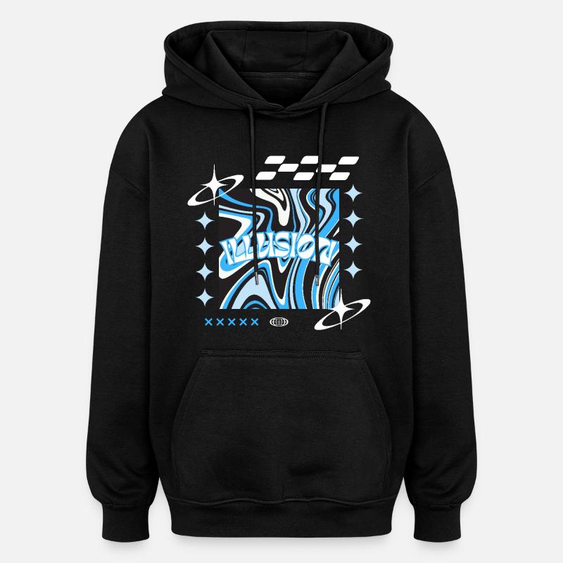 illusion - Sweat à capuche oversize unisexe - noir