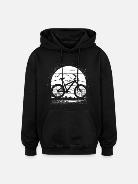 Mountain Biking Drawing - Oversized Unisex Hoodie - black