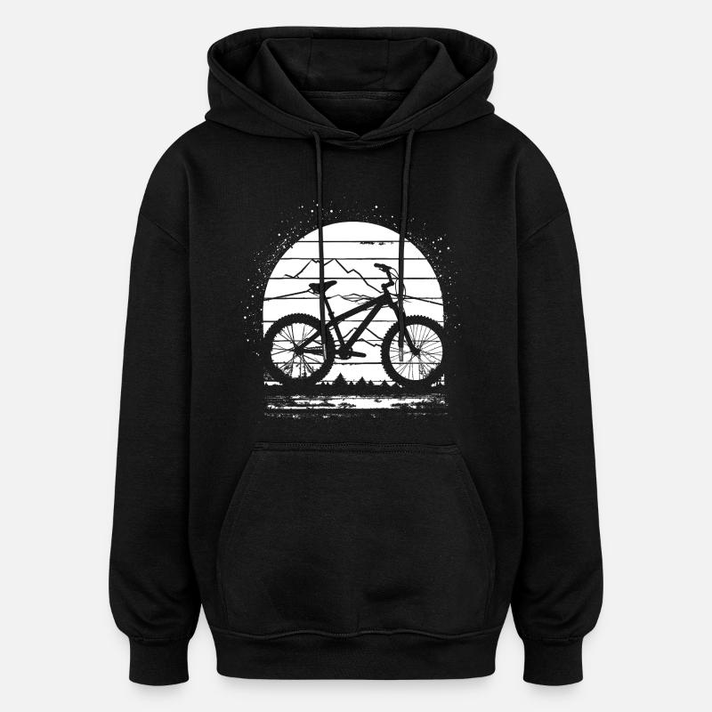 Mountainbiking Zeichnung - Oversized Unisex Hoodie - Schwarz
