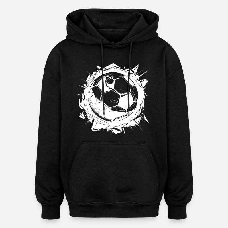 Dessin de football - Sweat à capuche oversize unisexe - noir