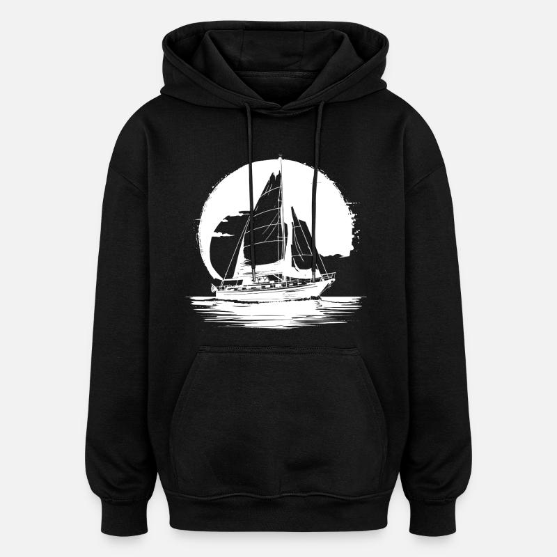 Dessin de voile - Sweat à capuche oversize unisexe - noir