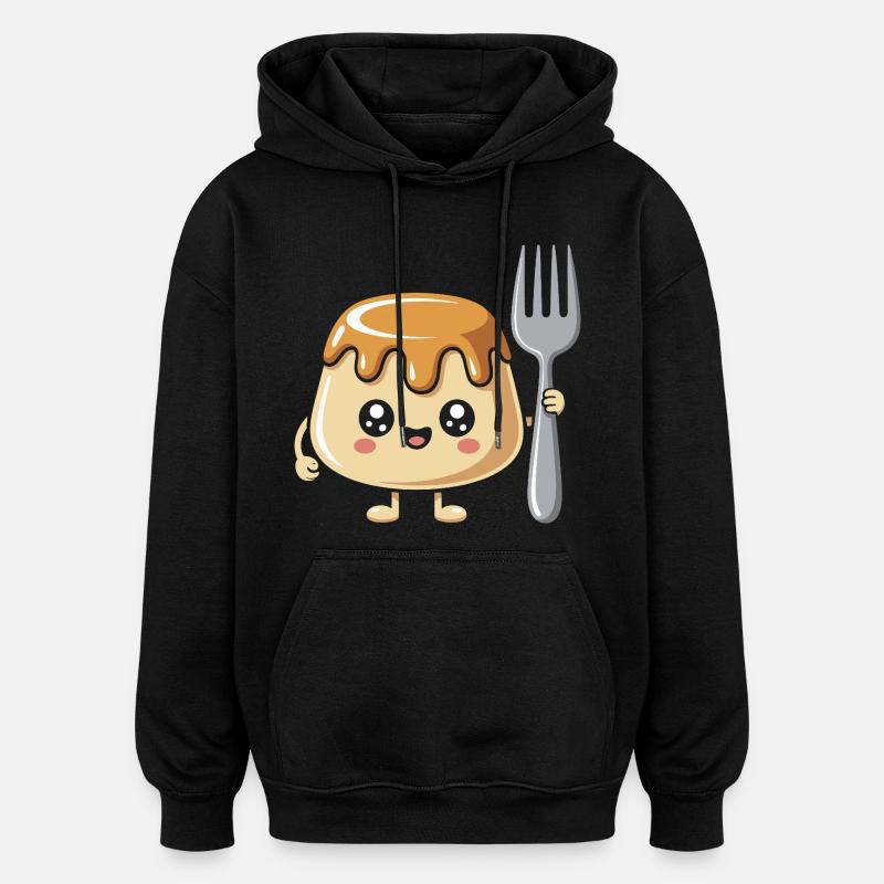 Pudding with fork - Oversized Unisex Hoodie - black