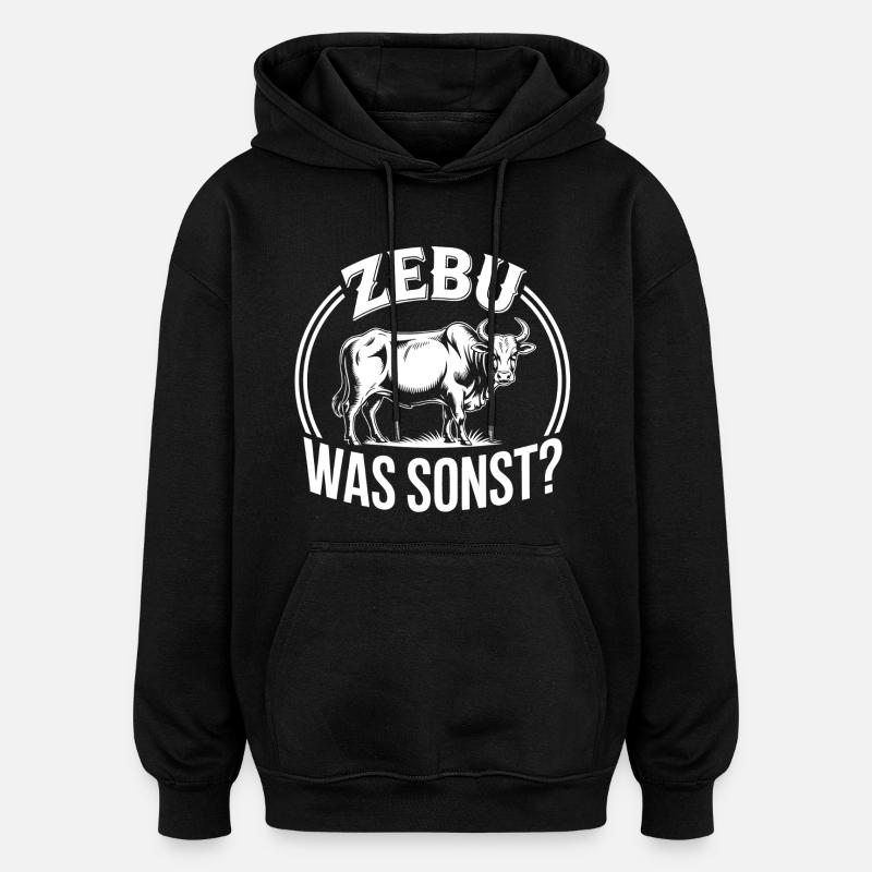 Zebu Vad mer? Grafik - Oversized luvtröja unisex - svart