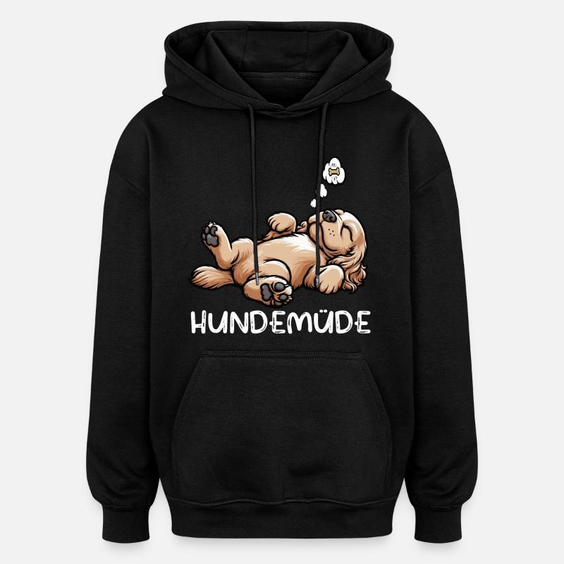 Hundemüde Cocker Spaniel Cockerhund Cockerbesitzer - Oversized Unisex Hoodie - Schwarz