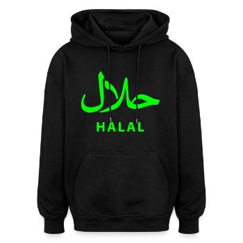 Halal حلال - Oversized Unisex Hoodie - Schwarz - Vorne - Noah (186cm)