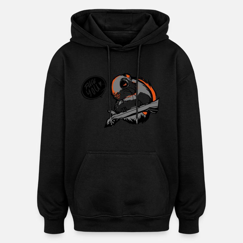 Écureuil japonais désagréable - Sweat à capuche oversize unisexe - noir