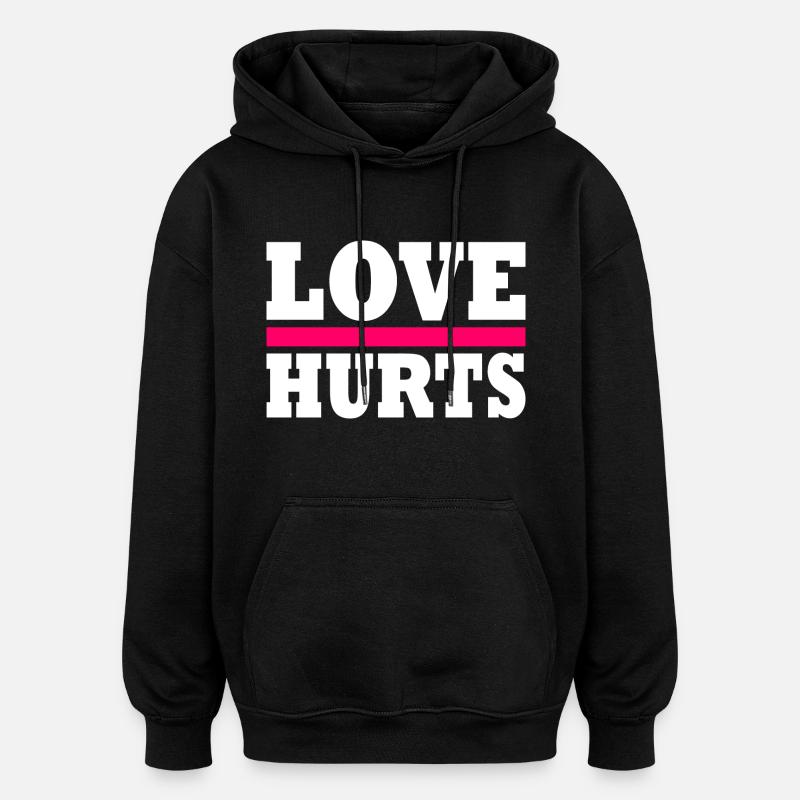 Love hurts - Sweat à capuche oversize unisexe - noir