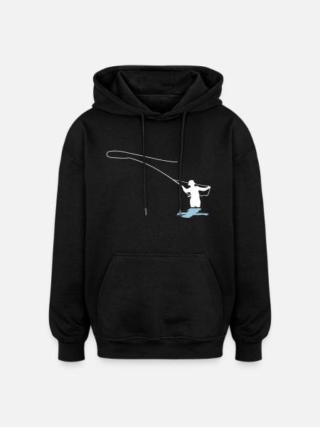 fly fishing - Sweat à capuche oversize unisexe - noir