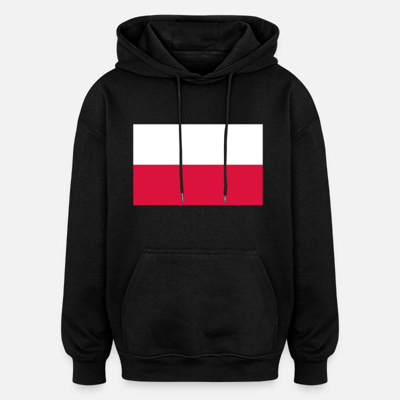 Pologne - Sweat à capuche oversize unisexe - noir