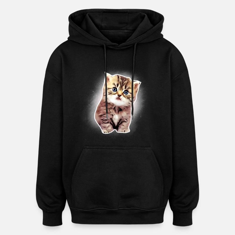 Bébé chat - Sweat à capuche oversize unisexe - noir