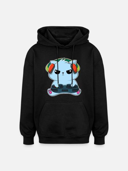 Gamer Cat - Design - Oversized Unisex Hoodie - black