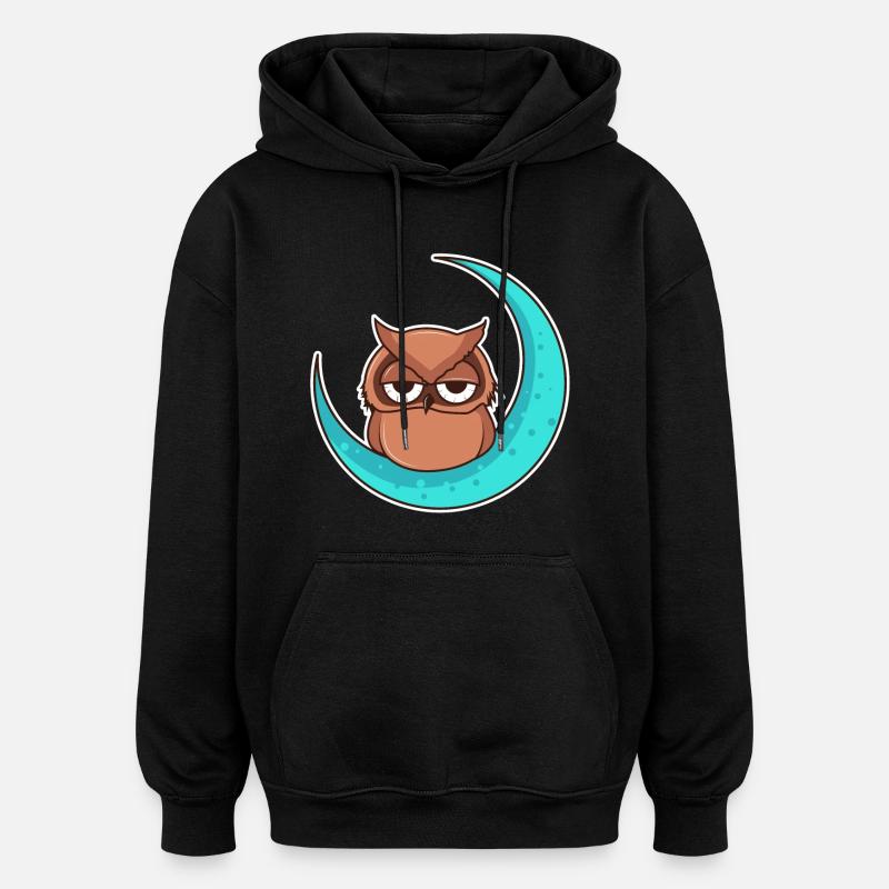 Owl owl moon - design - Oversized Unisex Hoodie - black
