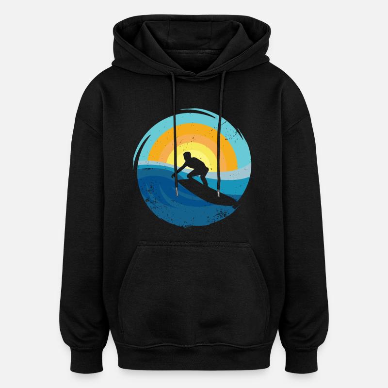 Surfeur - Planche de surf - Sweat à capuche oversize unisexe - noir