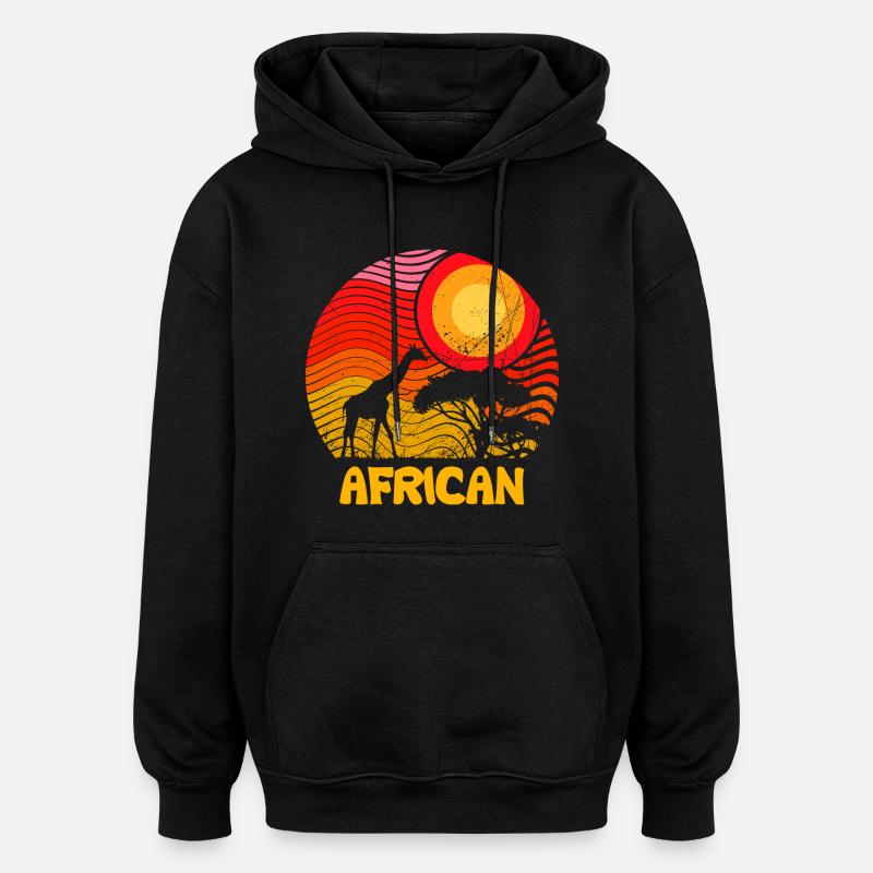 AFRICAN Giraffe Sun Savannah - Design - Sweat à capuche oversize unisexe - noir