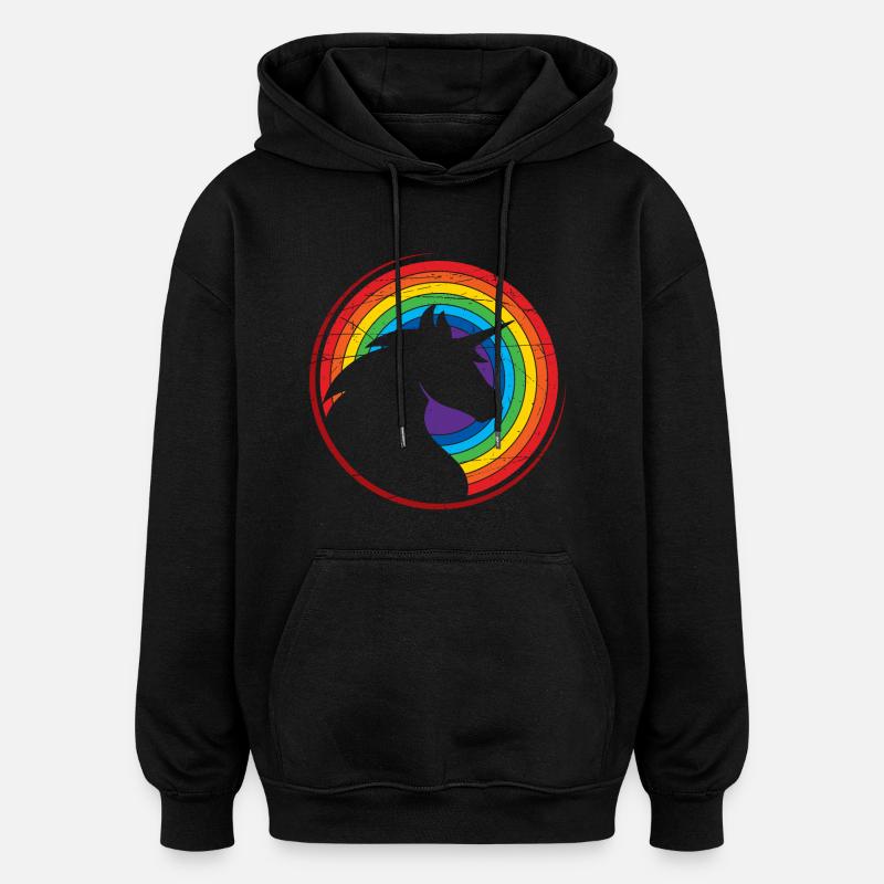 Einhorn - Bunt - Regenbogen - Oversized Unisex Hoodie - Schwarz