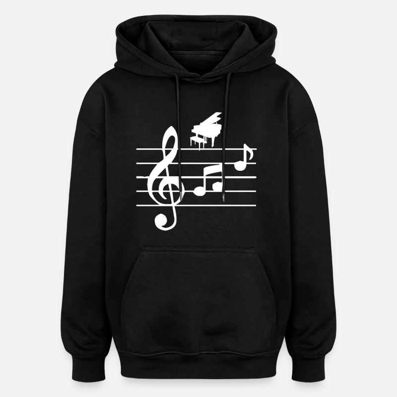 Piano - Sweat à capuche oversize unisexe - noir