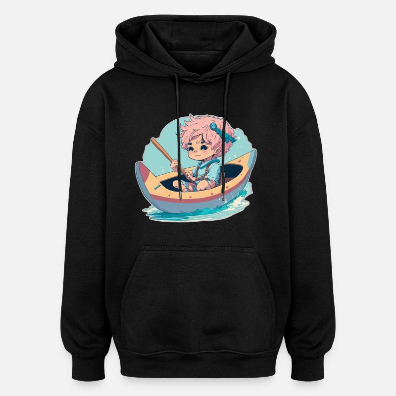 Garçon dans le canoë - Sweat à capuche oversize unisexe - noir