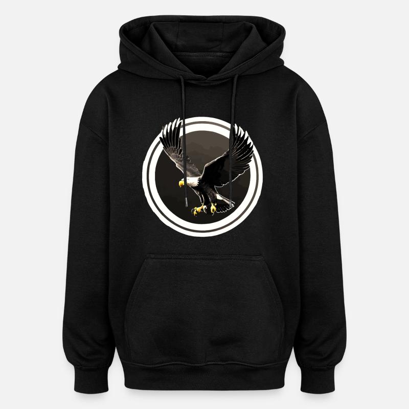 Eagle logo in circles - Oversized Unisex Hoodie - black