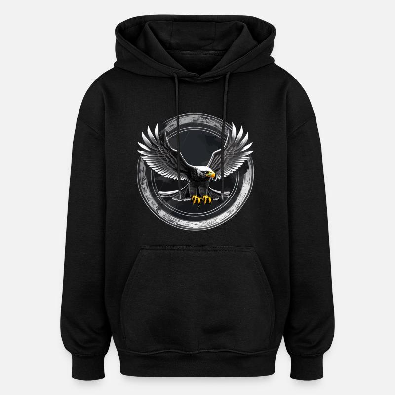 Eagle logo in circle - Oversized Unisex Hoodie - black