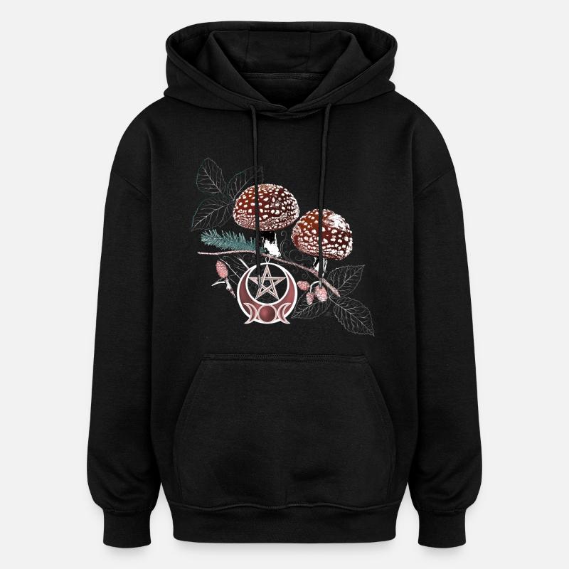 Toadstool Wicca Symbol Natural Magic Autumn - Oversized Unisex Hoodie - black