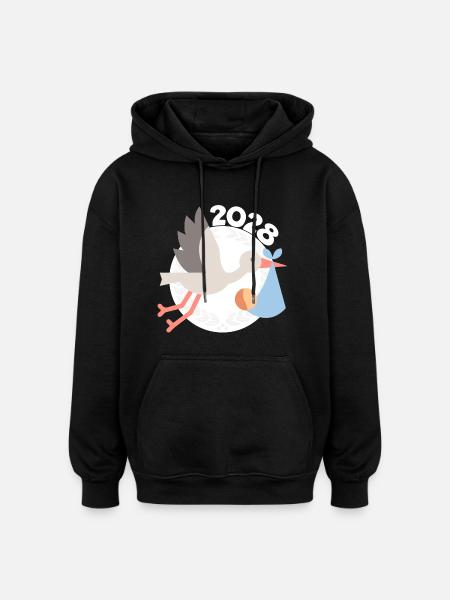 Cigogne avec bébé 2028 - Sweat à capuche oversize unisexe - noir
