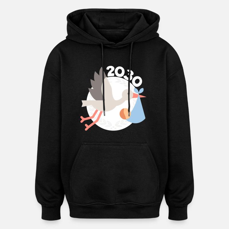 Cigogne avec bébé 2030 - Sweat à capuche oversize unisexe - noir
