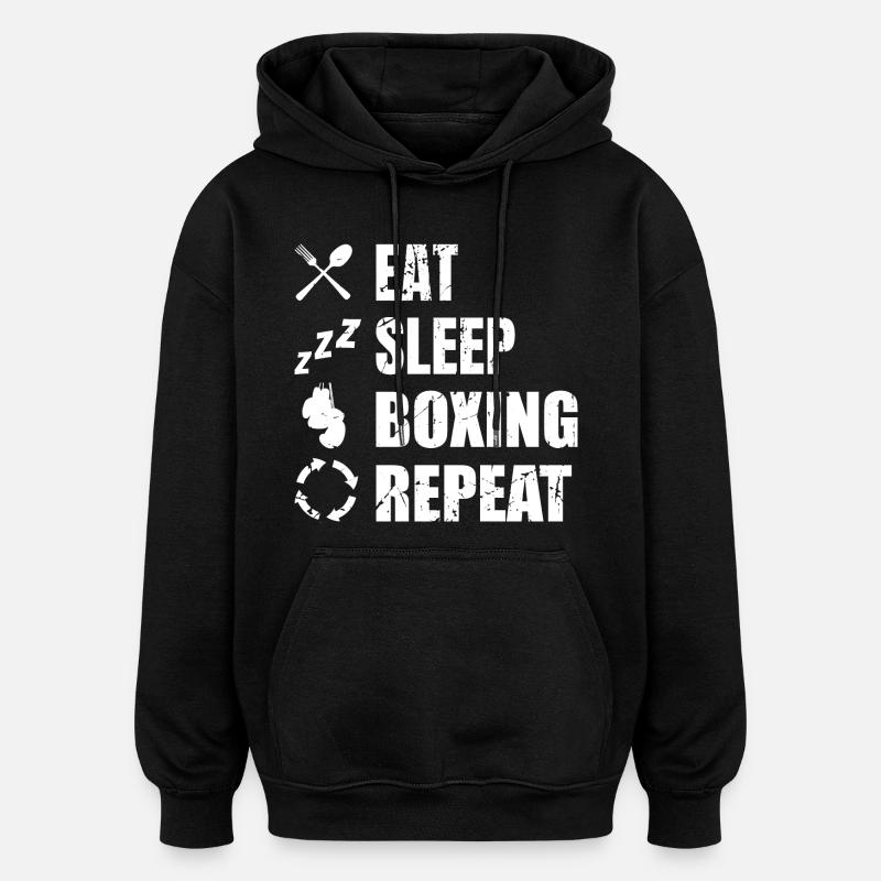 Eat Sleep Boxing Repeat - Oversized Unisex Hoodie - black