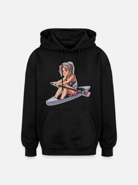 Rameur Fille Graphique - Sweat à capuche oversize unisexe - noir