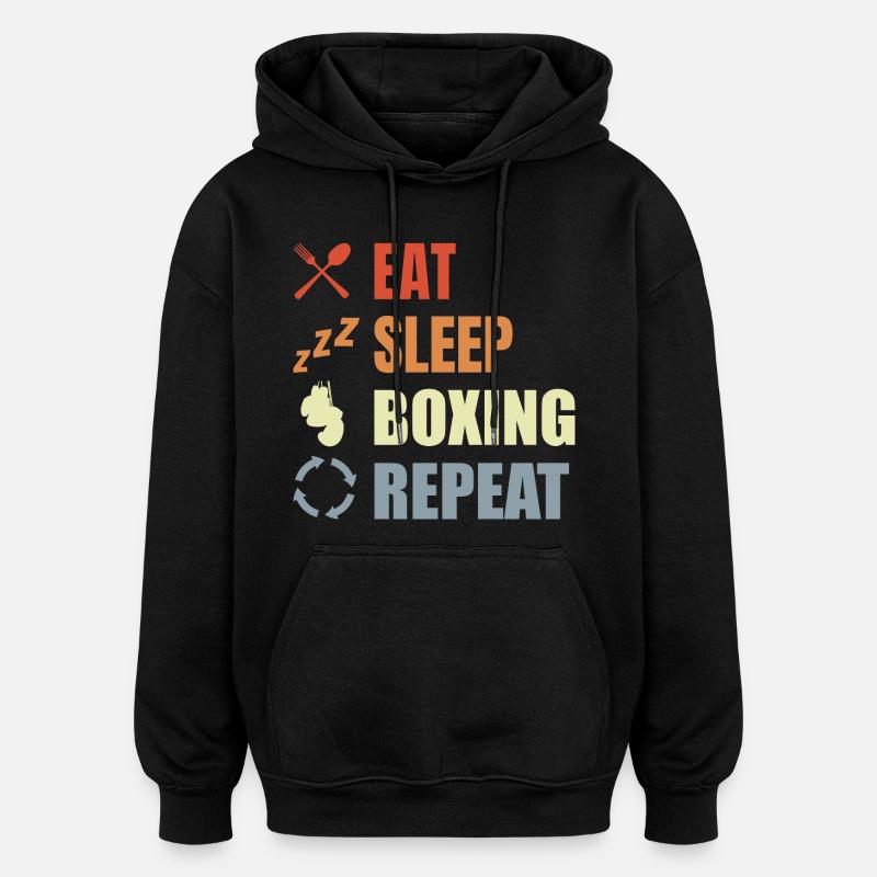 Manger dormir Boxe Répéter - Sweat à capuche oversize unisexe - noir